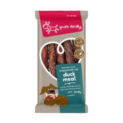 Yours Droolly Duck Wrapped Small Sticks Dog Treats