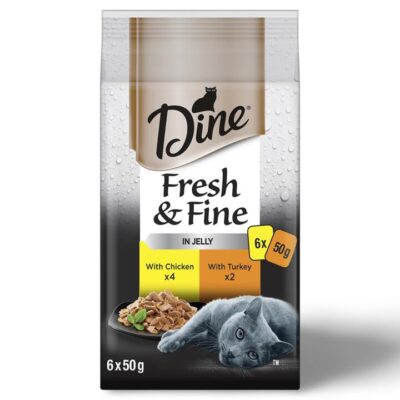 Dine Fresh And Fine In Jelly Chicken And Turkey Wet Cat Food Pouches
