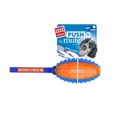 GiGwi Push To Mute Rugby Ball Blue/Orange