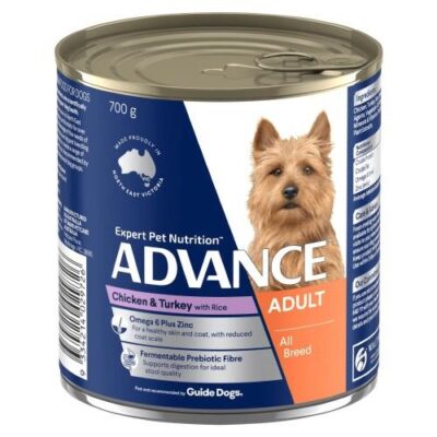Advance Adult All Breed Chicken & Turkey With Rice Wet Dog Food 700gm 12 Cans