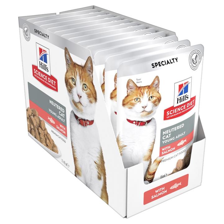 Hill's Science Diet Neutered Young Adult With Salmon Wet Cat Food 85gm 12 Pouches