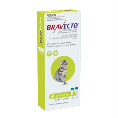 Bravecto Cat Small 1.2-2.8kg Green Spot On Treatment 2 Pack